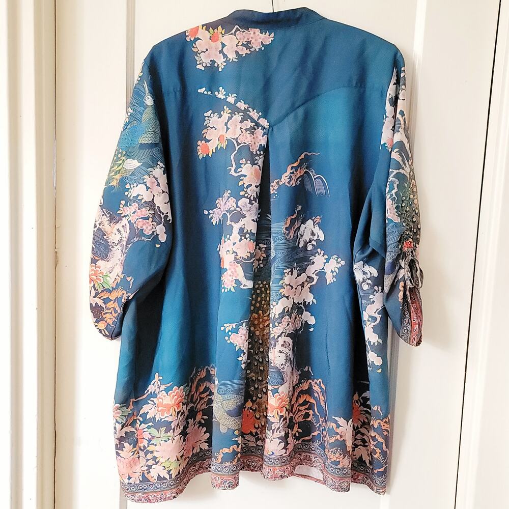 Citron Santa Monica Bonsai Peacock Printed Blouse 3X - Picture 3 of 7